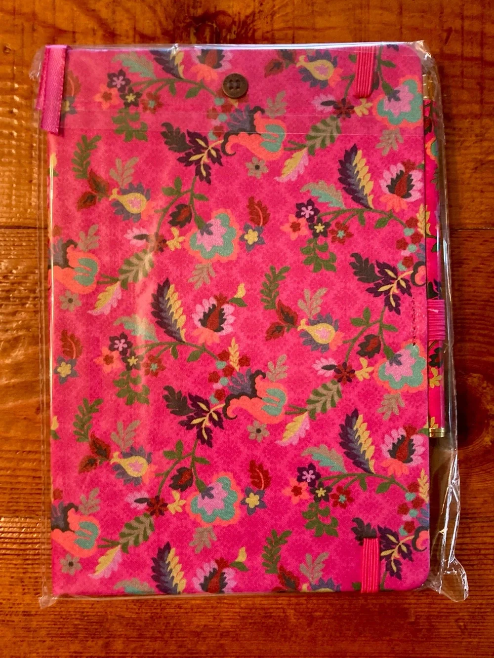 NEW Johnny Was Verney Journal and Pen Set Silk Blend Floral Pink Size 8.5
